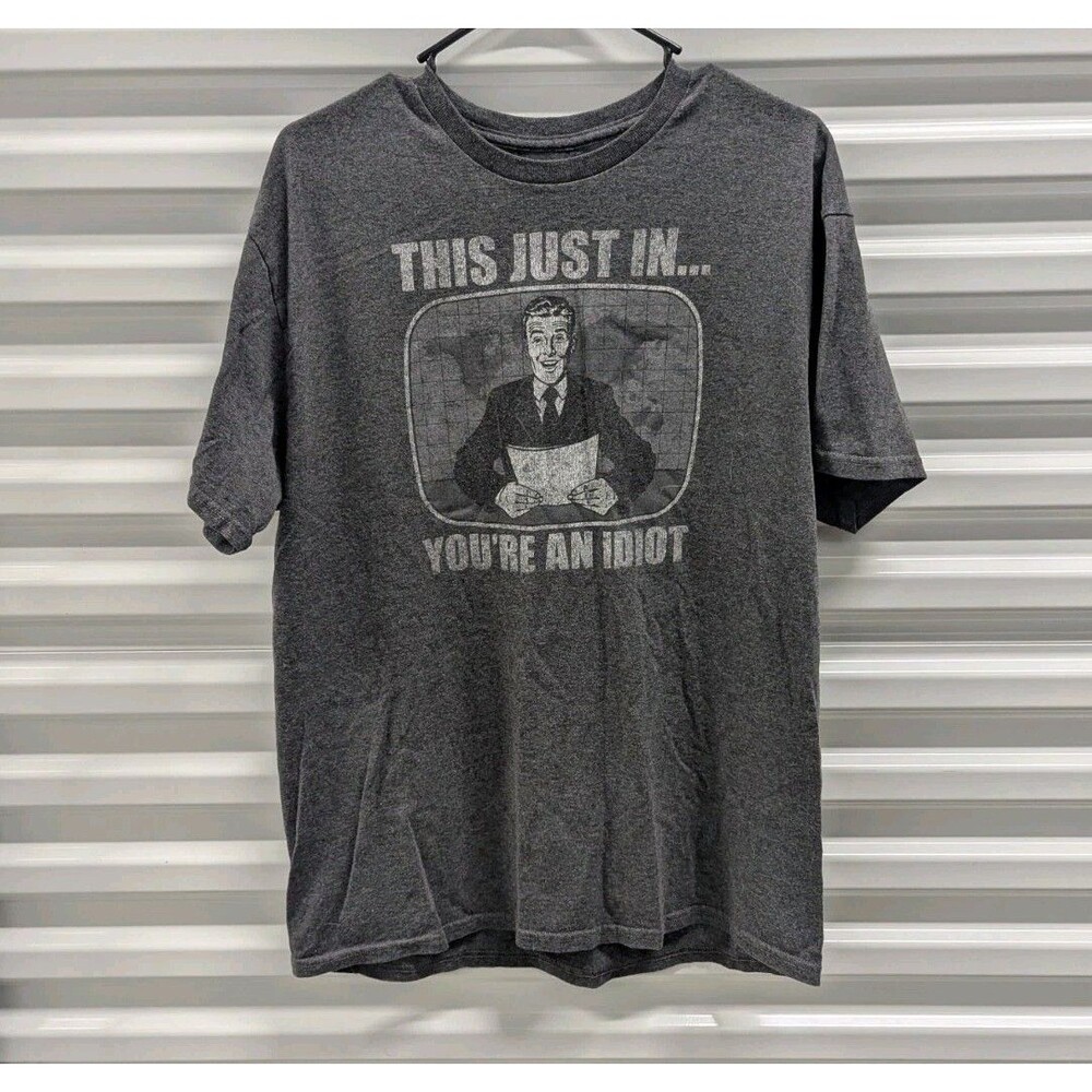 Y2K Retro Graphic Tee This Just in You're an Idiot Funny Street wear Logo